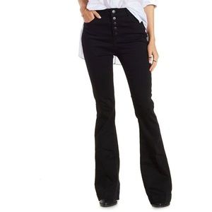 Free people flare high rise black jeans 24